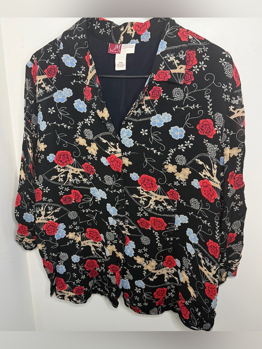 Collection by Jennifer Moore Black 18W Floral Blouse